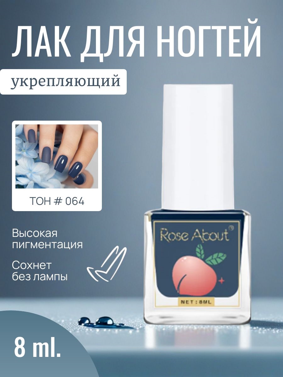 Rose About лак для ногтей на водной основе 8 мл. тон # 064 темно-синий 5710