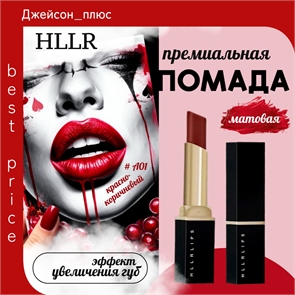 HLLR помада для губ матовая тон # А01 красно-коричневый, водостойкая, бархатная 5719