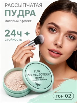 LAMEILA легкая рассыпчатая пудра , тон #02 матовый эффект 5883